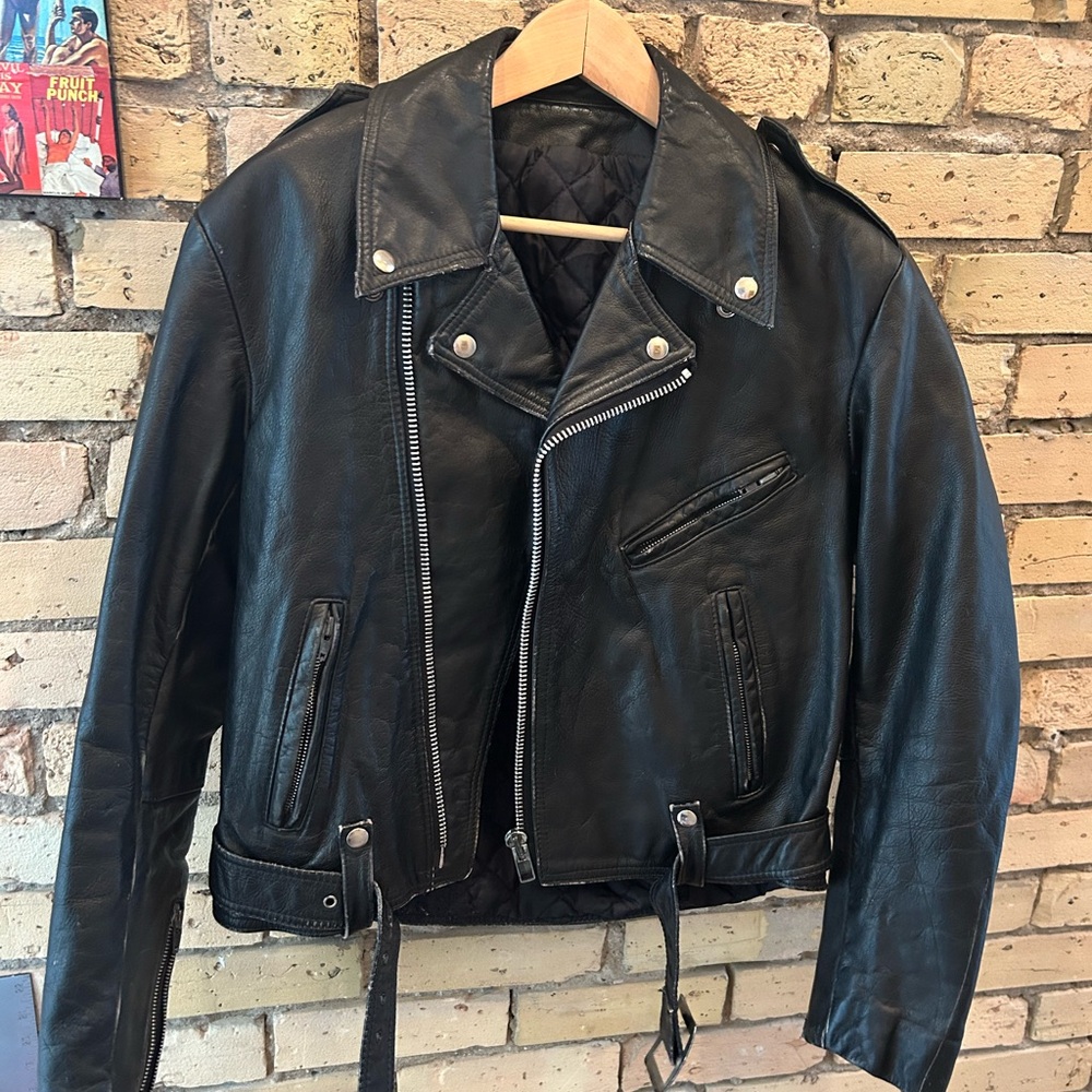 Vintage Black Leather Biker Jacket